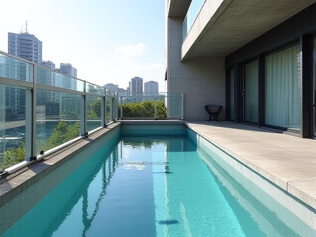 狭小住宅向けのミニマルな地上設置型プール