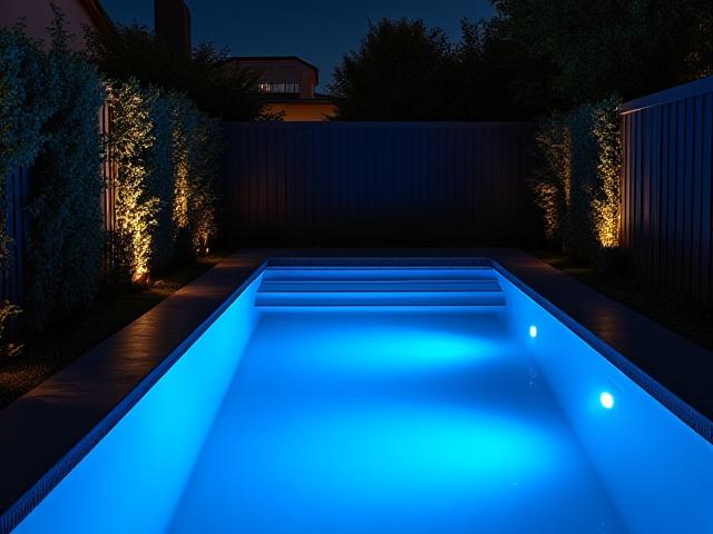 ライトアップされた幻想的な夜のプライベートプール