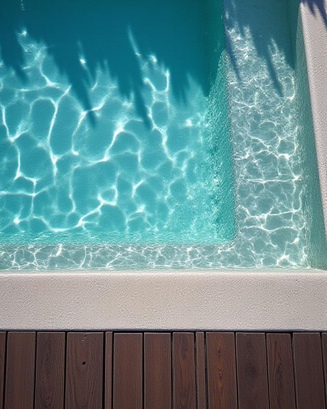 ウッドデッキと一体化したシームレスなプールデザイン