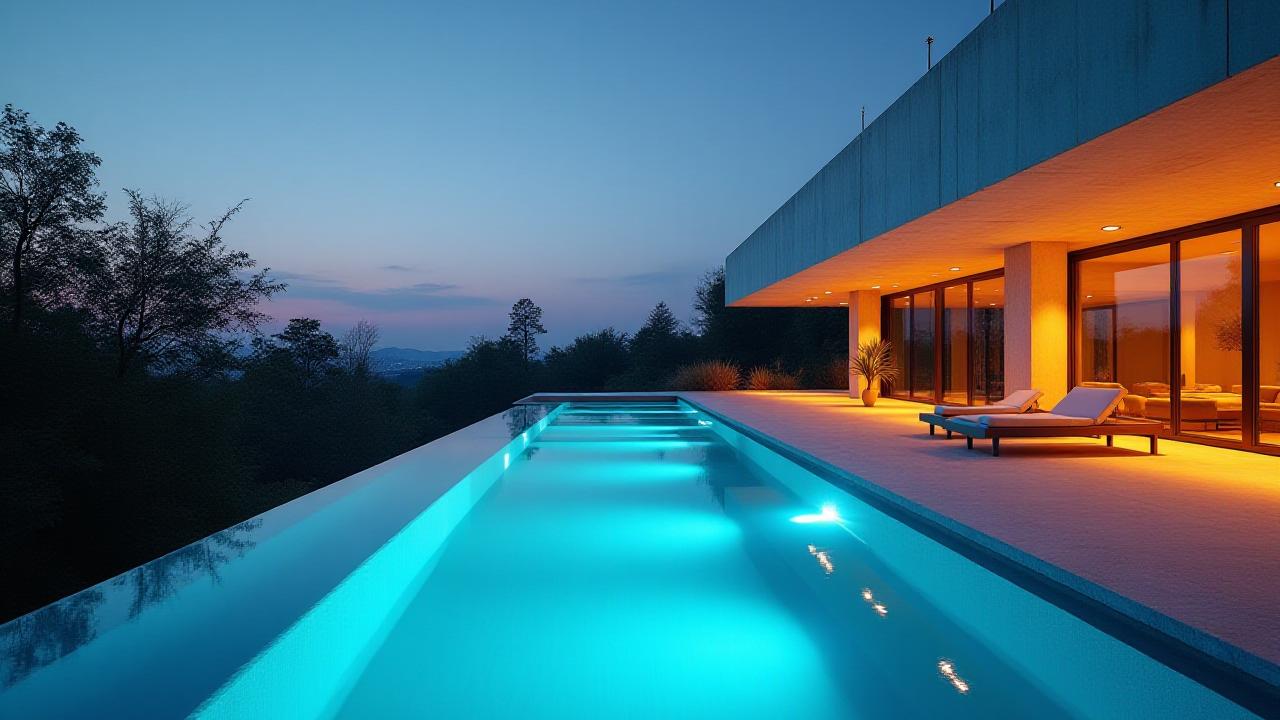 目黒区のモダンな住宅に設置されたプライベートプール