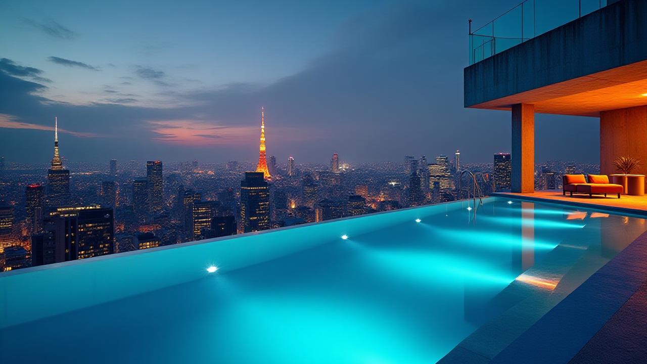 東京の夜景を望む絶景のインフィニティプール