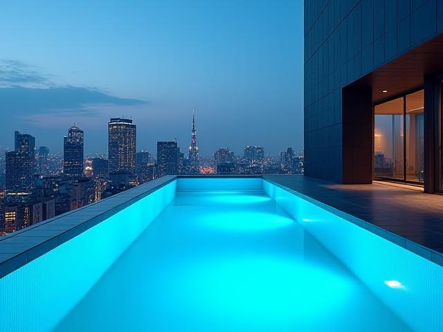 都内高級マンションのルーフトッププール改修事例