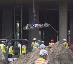 Injured worker lowered to ground at northeast Houston construction site